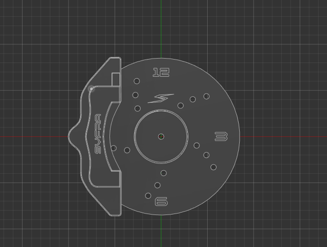 SYFRA Bremsscheiben-Modell mit Bremssattel, Vorlage für die Brake Disc Clock